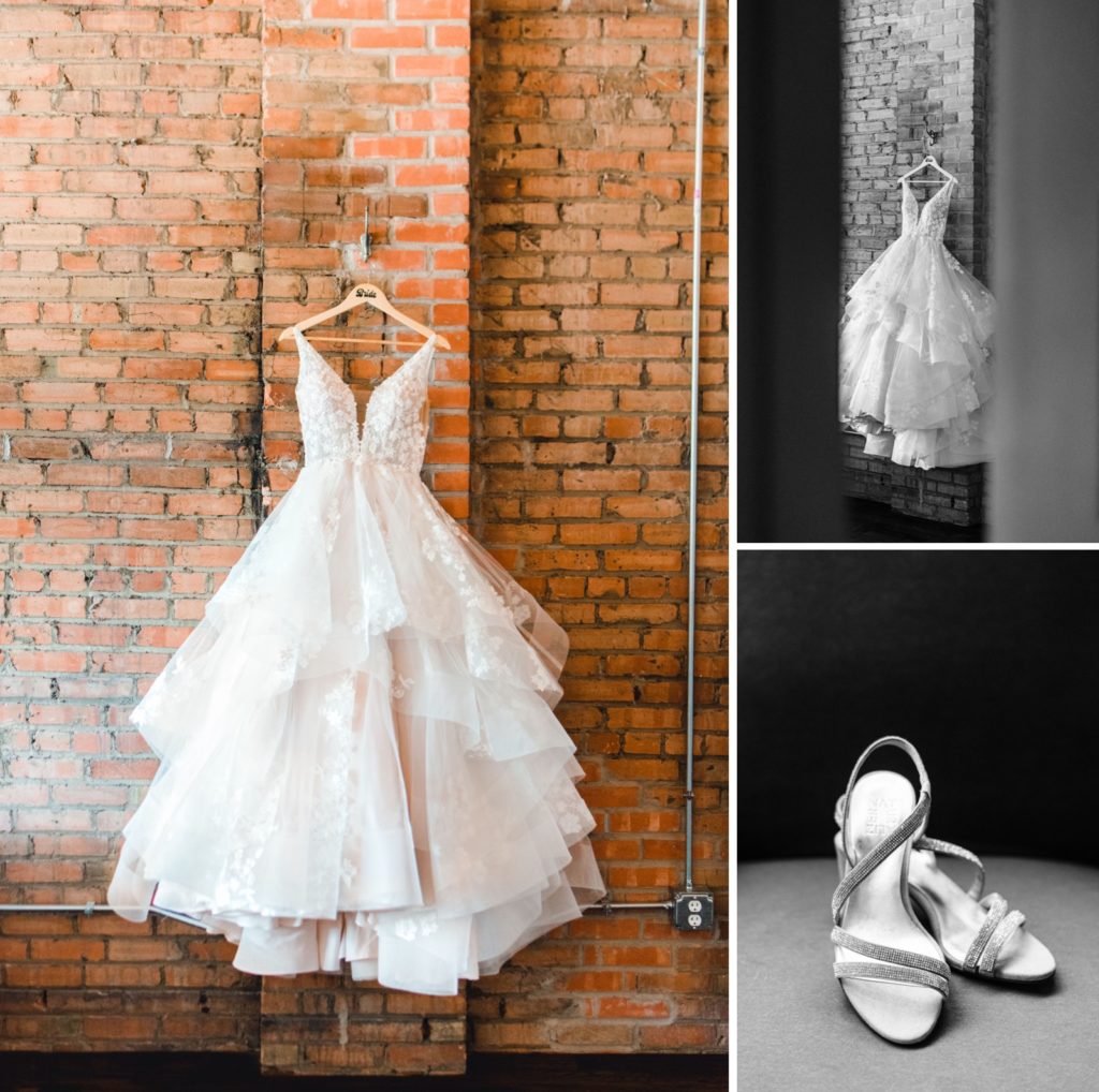 wedding details- bride's dress and shoes